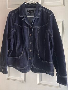 Christina Dark Blue Denim Button-Front Jacket